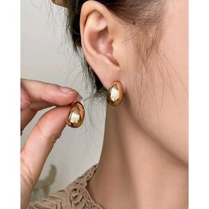 Anthropologie Demi Minimalist Trendy Thick Gold Stud Earrings